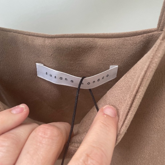 Susan Monaco Faux Suede Crop Top Sz M - Picture 4 of 8